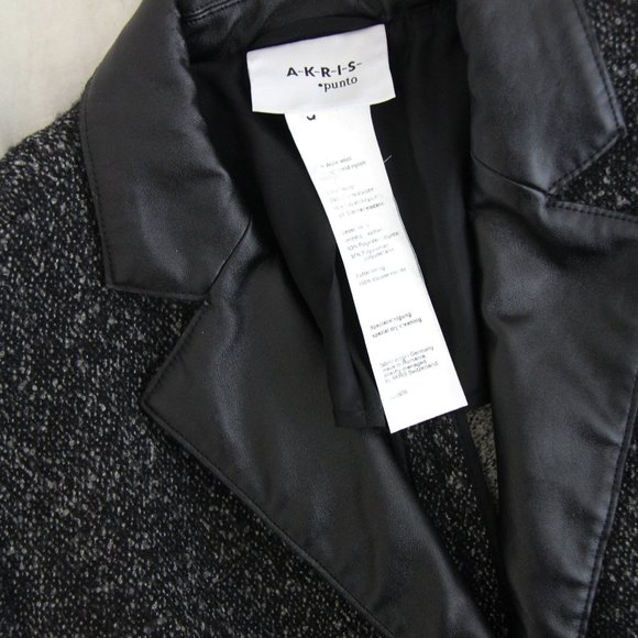Akris Punto Tweed Wool Faux Leather Trim Jacket 12 - Picture 5 of 5